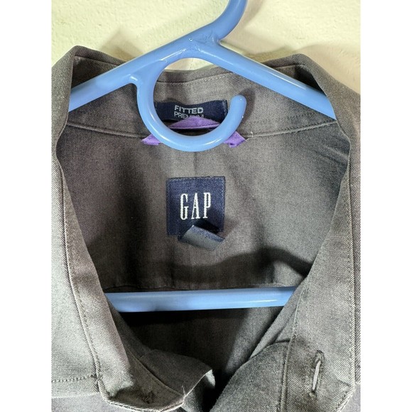 Men's XL Gray Solid Gap Button-Up Dress Shirt - Stylish Long Sleeve Formal Shirt - Picture 4 of 9